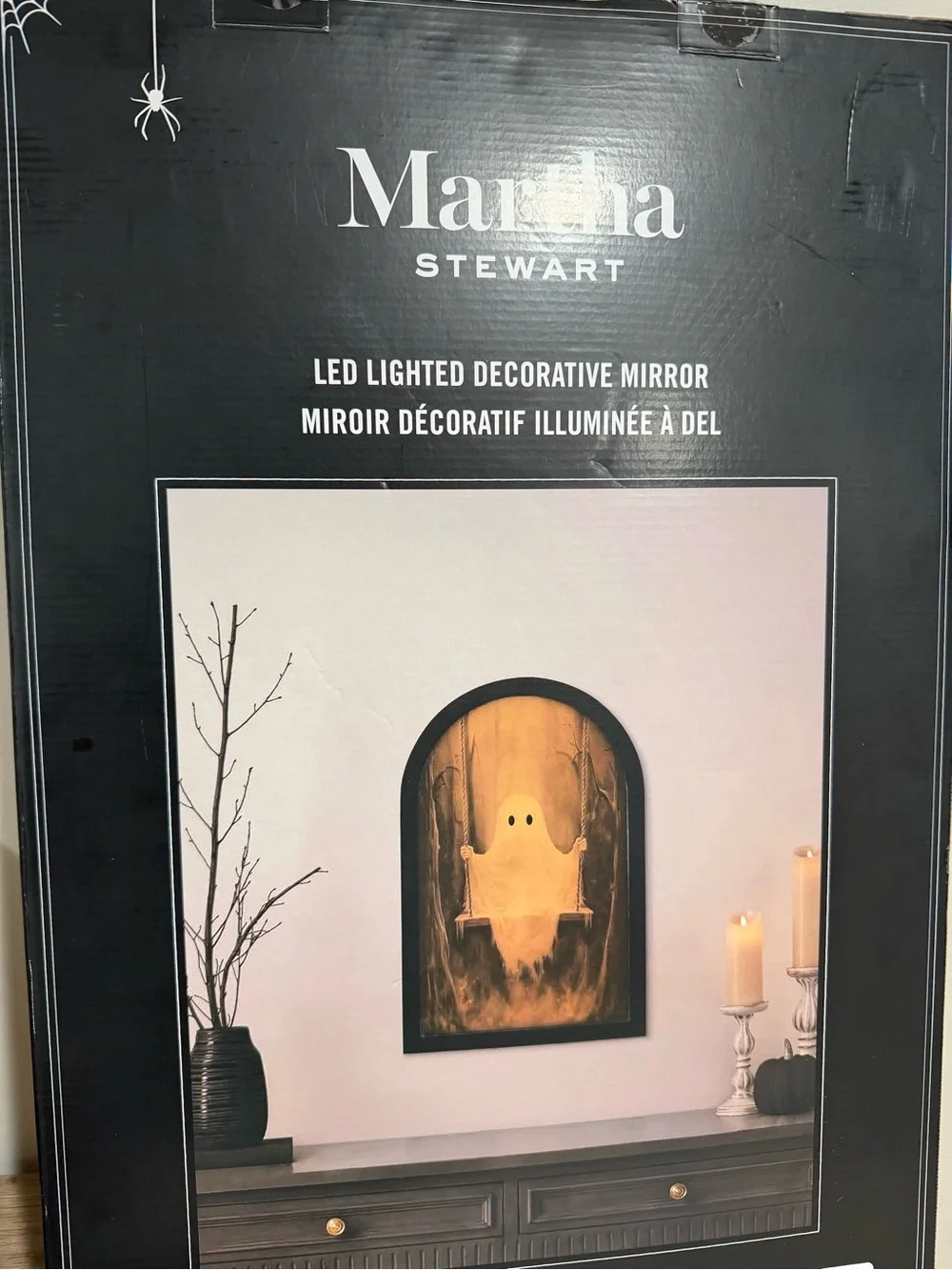 New Martha Stewart Halloween Ghost On A Swing LED Lighted Decorative Mirror